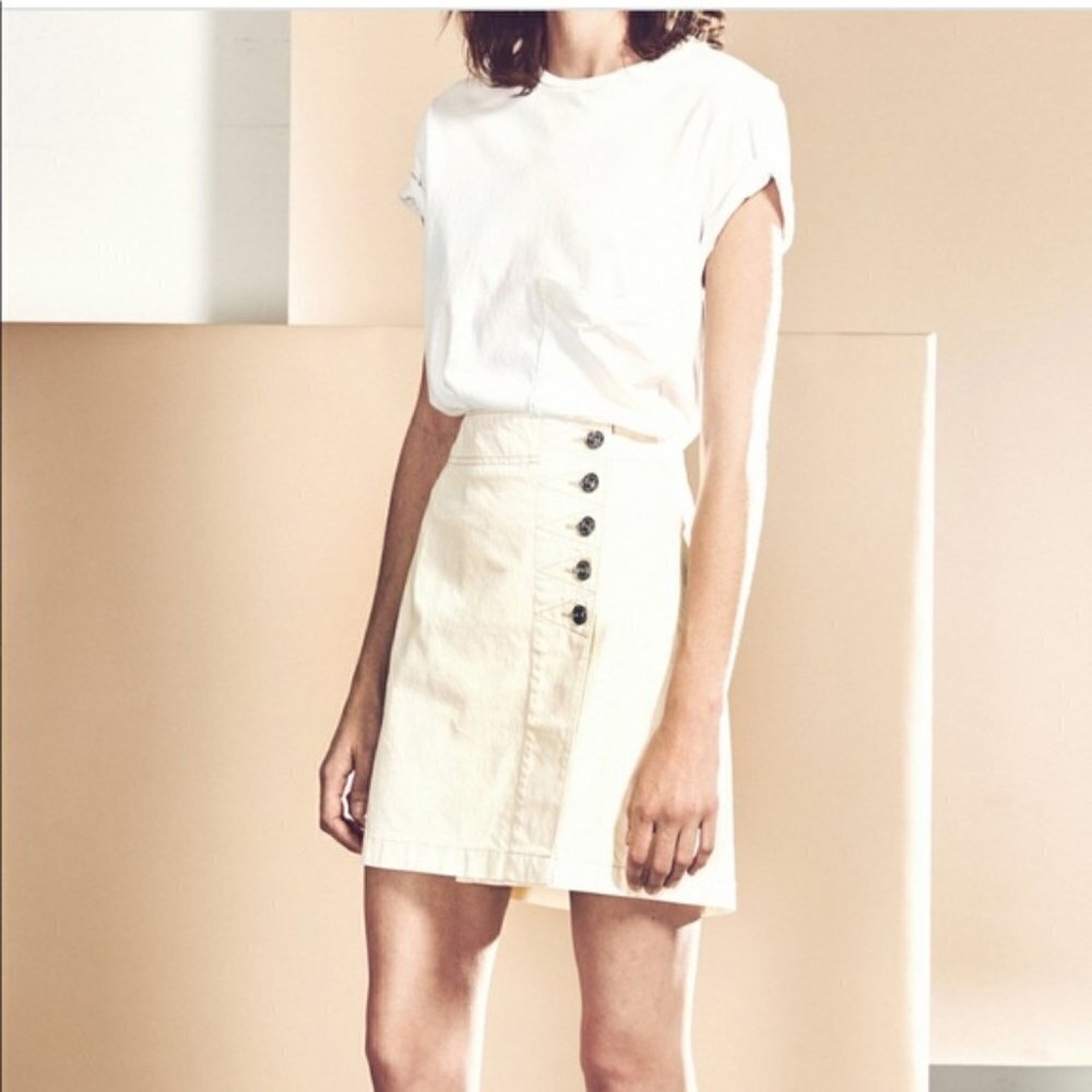 𝅺CURRENT/ELLIOTT BNWT White Jean Mini Wrap Skirt 25